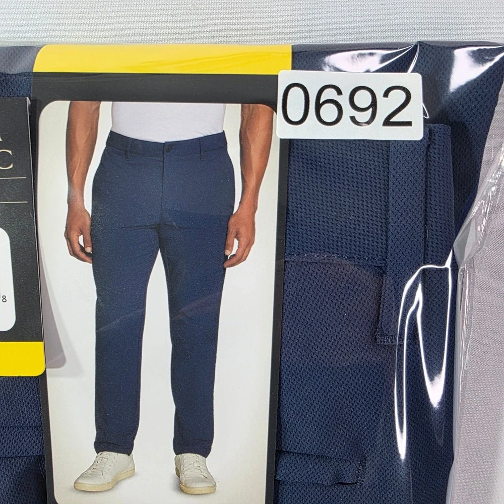 Banana Republic Mens Slim Fit Flat Front Pants Blue Stretch Wicking (Tag 32x29)
